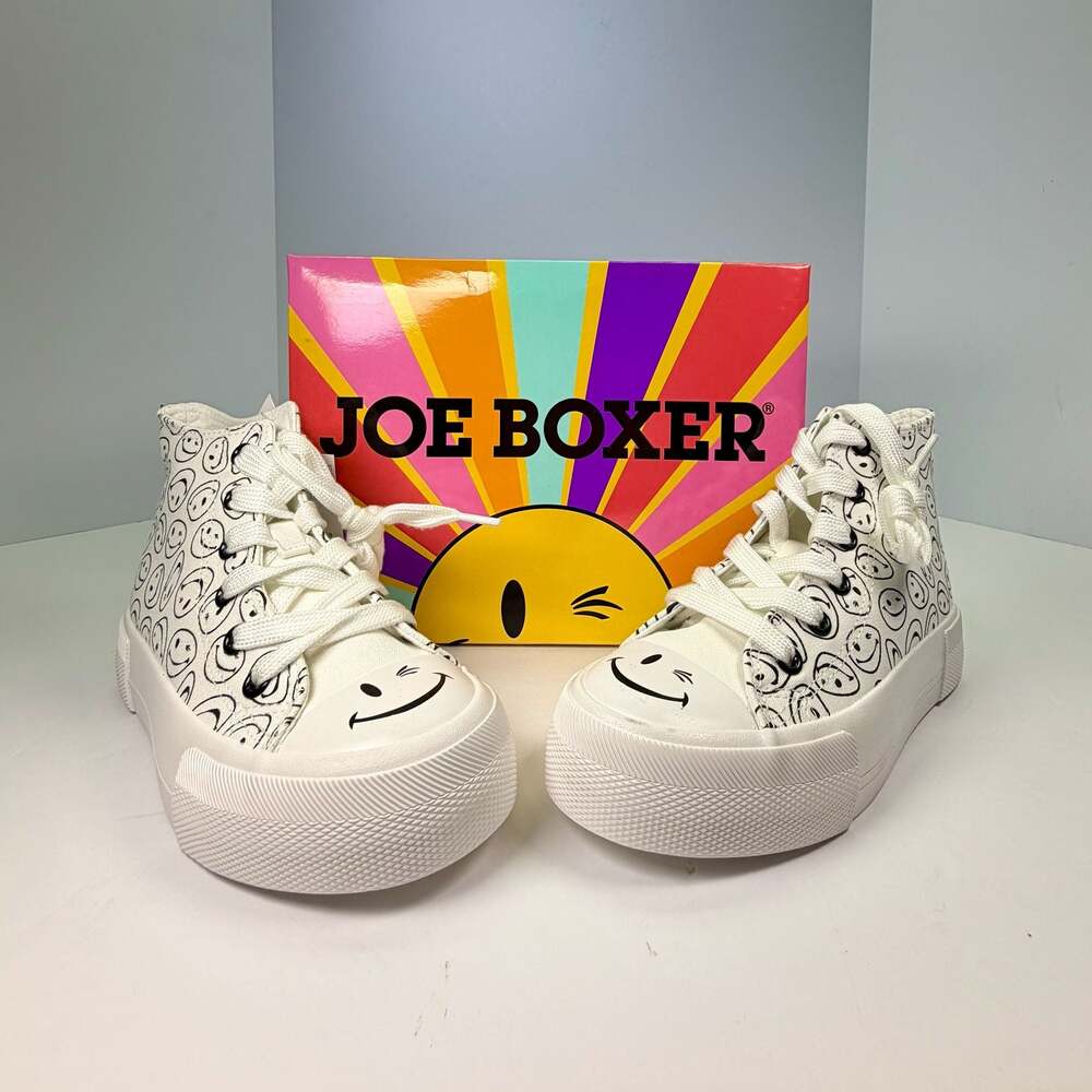 Joe Boxer Girls High Top Platform Sneakers with Smiley Face Print